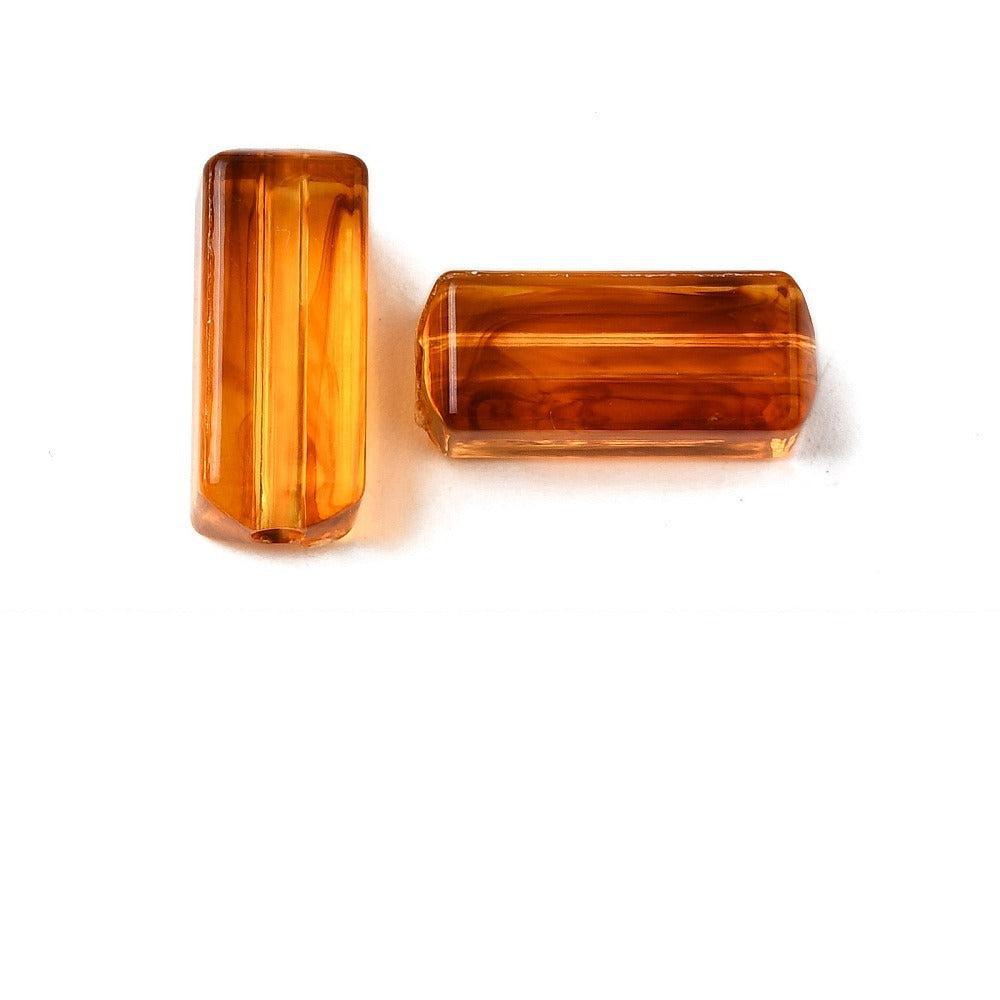 Acryl Kralen Edelsteen Look Rechthoek Transparant Karamel 14mm - 20 stuks-Kralen-Kraaltjes van Renate