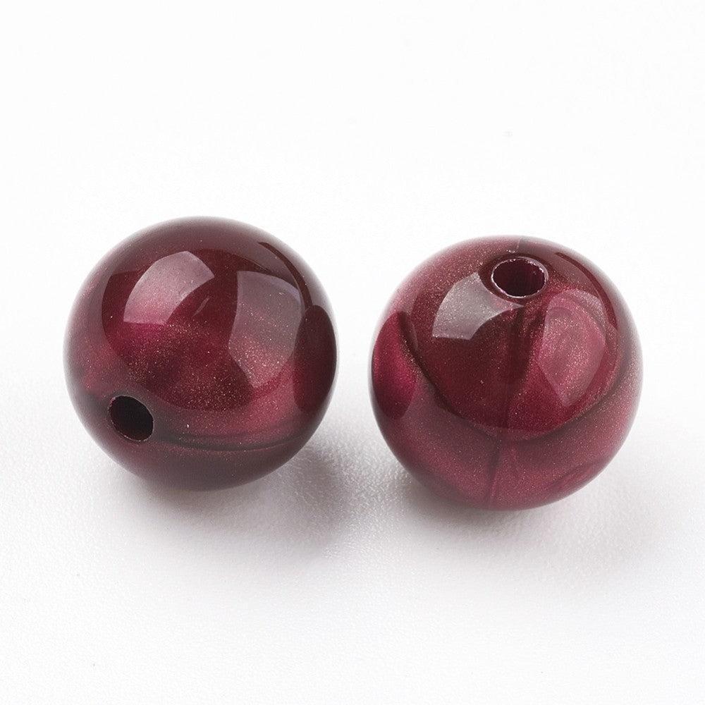 Acryl Kralen Edelsteen Look Rond Donkerrood 13mm - 7 stuks-Kralen-Kraaltjes van Renate