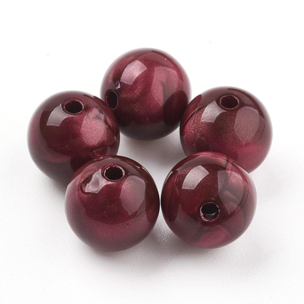 Acryl Kralen Edelsteen Look Rond Donkerrood 13mm - 7 stuks-Kralen-Kraaltjes van Renate