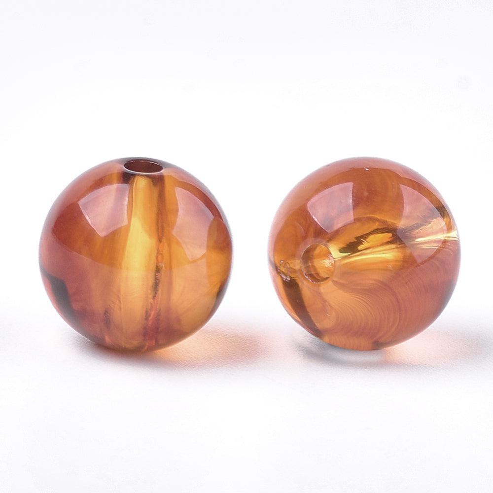 Acryl Kralen Edelsteen Look Rond Karamel 14mm - 6 stuks-Kralen-Kraaltjes van Renate