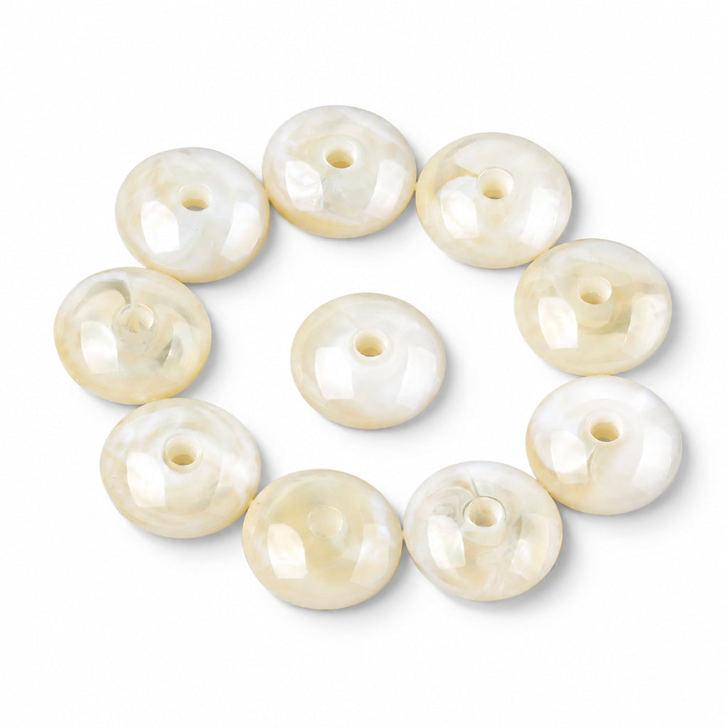 Acryl Kralen Edelsteen Look Rondel Crème 14x6mm - 18 stuks-Kralen-Kraaltjes van Renate