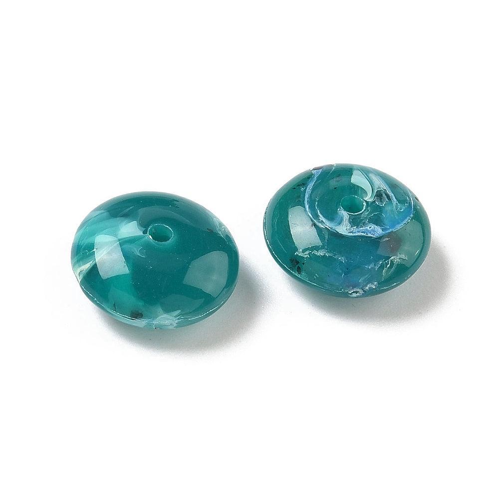 Acryl Kralen Edelsteen Look Rondel Petrol 13x6mm - 9 stuks-Kralen-Kraaltjes van Renate