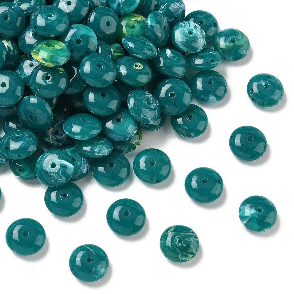 Acryl Kralen Edelsteen Look Rondel Petrol 13x6mm - 9 stuks-Kralen-Kraaltjes van Renate