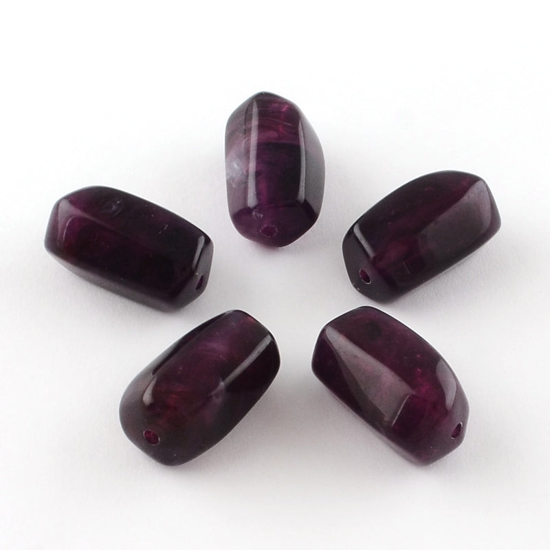 Acryl Kralen Edelsteen Look Tube Donkerpaars 25x12mm - 5 stuks-Kralen-Kraaltjes van Renate