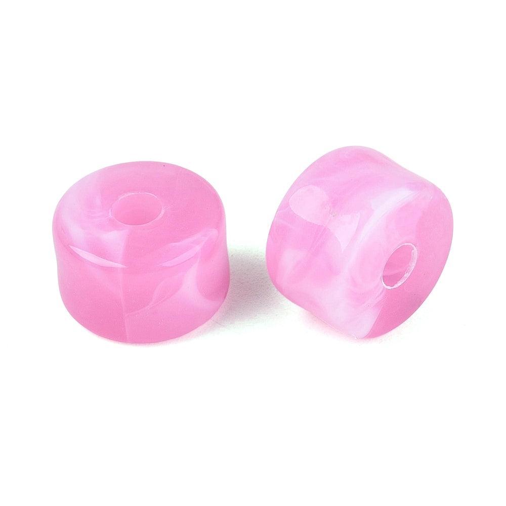 Acryl Kralen Edelsteen Look Tube Fuchsia 12x8mm - 30 stuks-Kralen-Kraaltjes van Renate