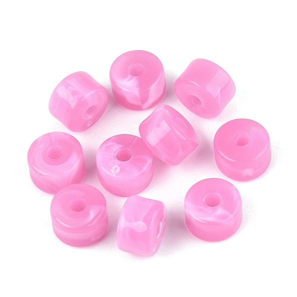 Acryl Kralen Edelsteen Look Tube Fuchsia 12x8mm - 30 stuks-Kralen-Kraaltjes van Renate