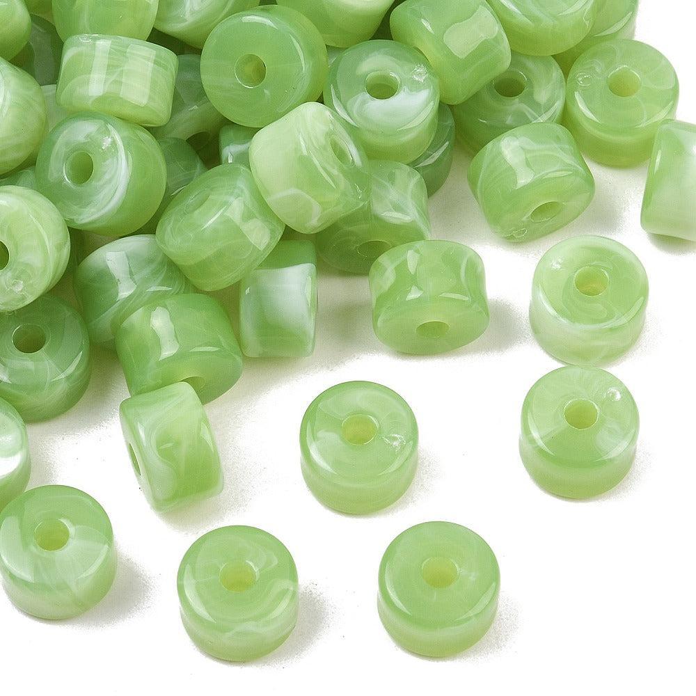 Acryl Kralen Edelsteen Look Tube Limoengroen 12x8mm - 30 stuks-Kralen-Kraaltjes van Renate