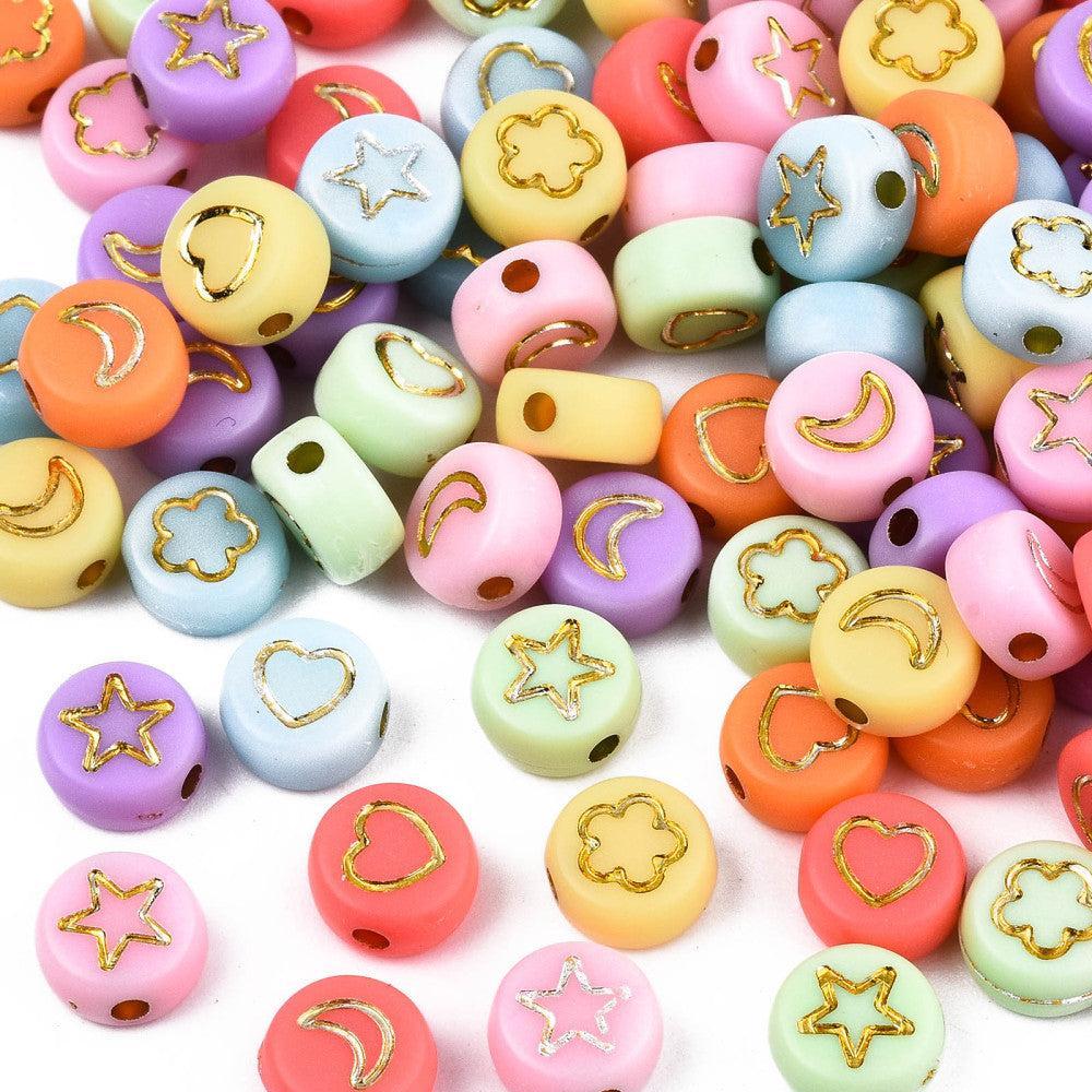 Acryl Kralen Figuur Mix Multicolor Goud 7mm - 20 stuks-Kralen-Kraaltjes van Renate