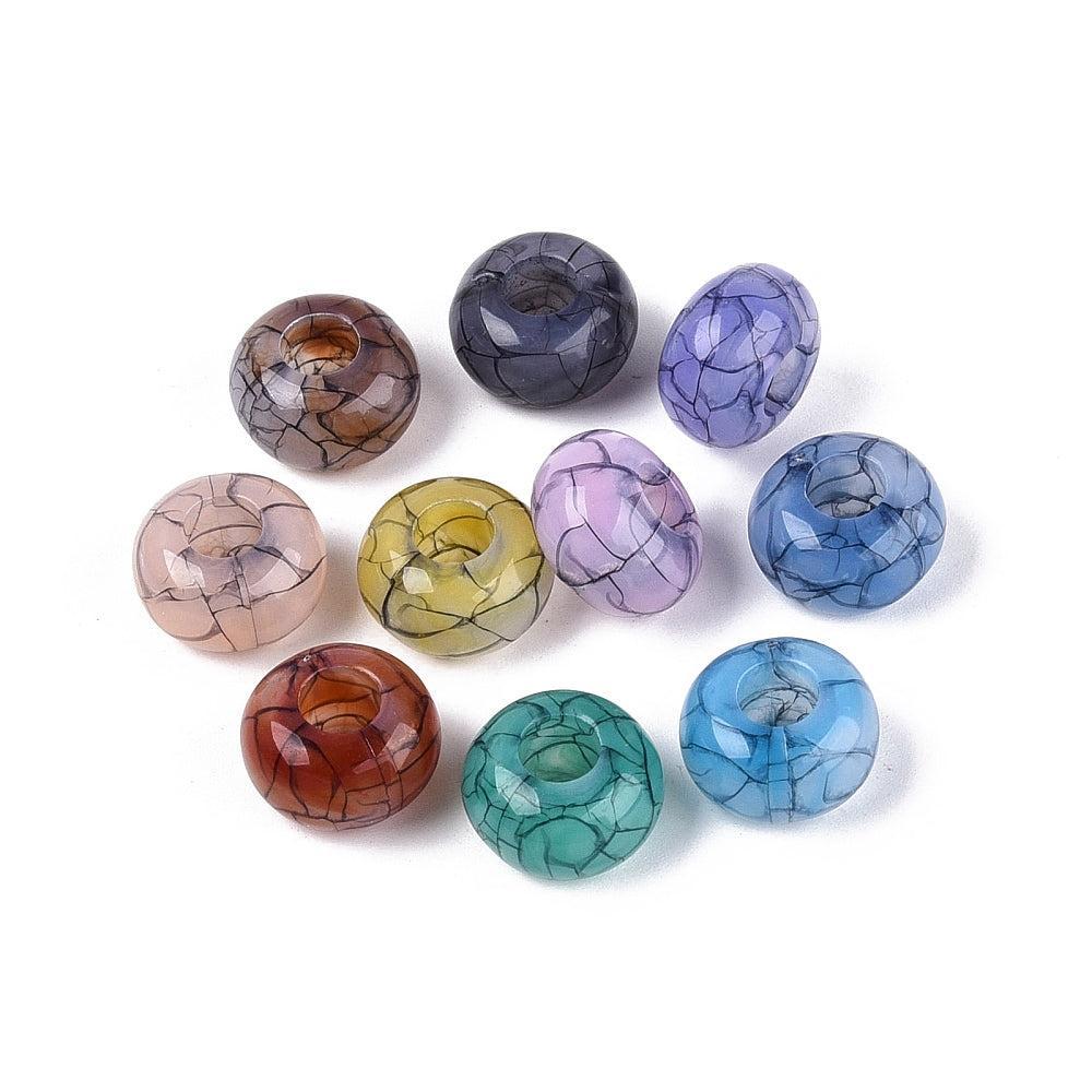 Acryl Kralen Groot Gat Craquelé Rondel Multicolor 13.5x8mm - 30 stuks-Kralen-Kraaltjes van Renate