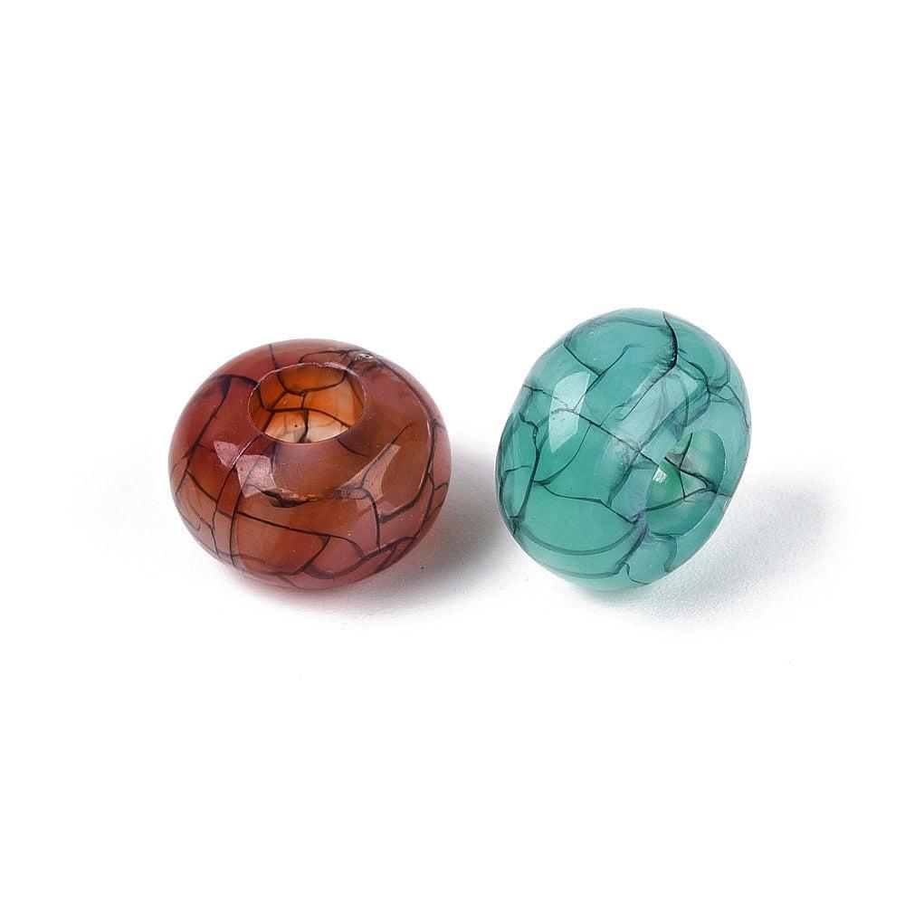 Acryl Kralen Groot Gat Craquelé Rondel Multicolor 13.5x8mm - 30 stuks-Kralen-Kraaltjes van Renate