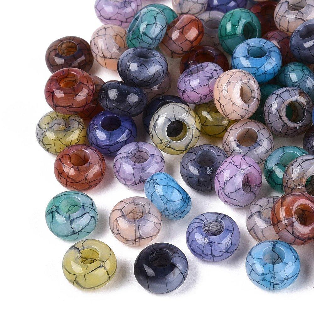 Acryl Kralen Groot Gat Craquelé Rondel Multicolor 13.5x8mm - 30 stuks-Kralen-Kraaltjes van Renate
