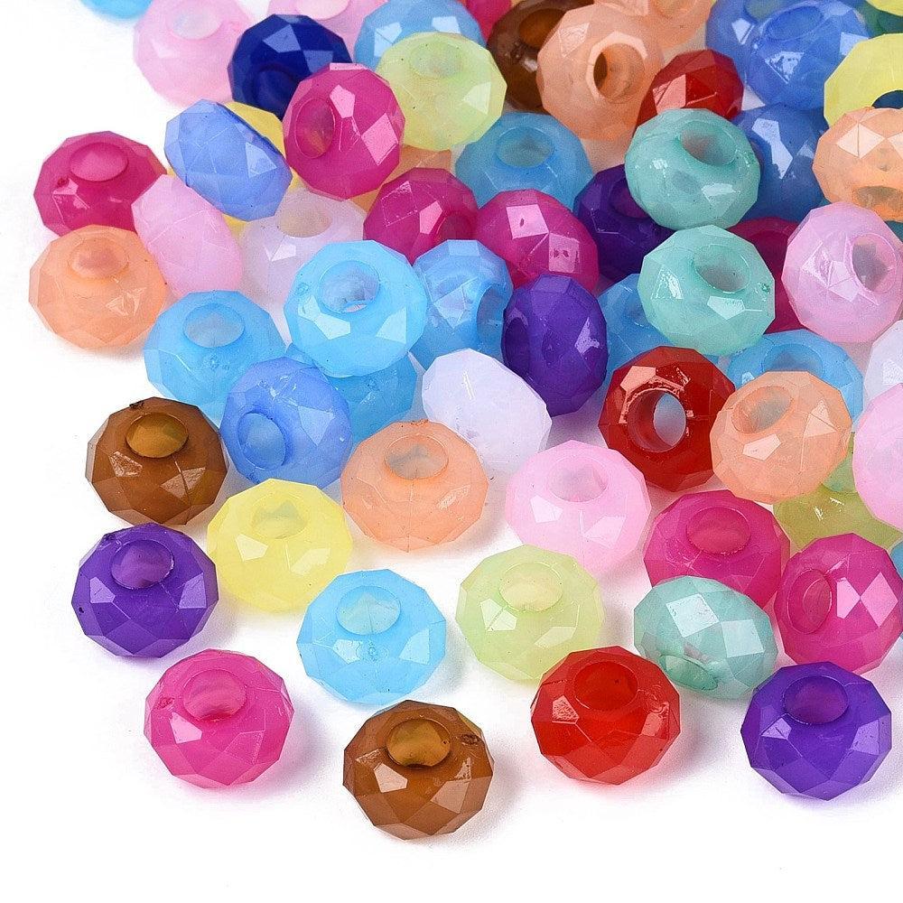 Acryl Kralen Groot Gat Facet Rondel Multicolor 13.5x8mm - 50 stuks-Kralen-Kraaltjes van Renate