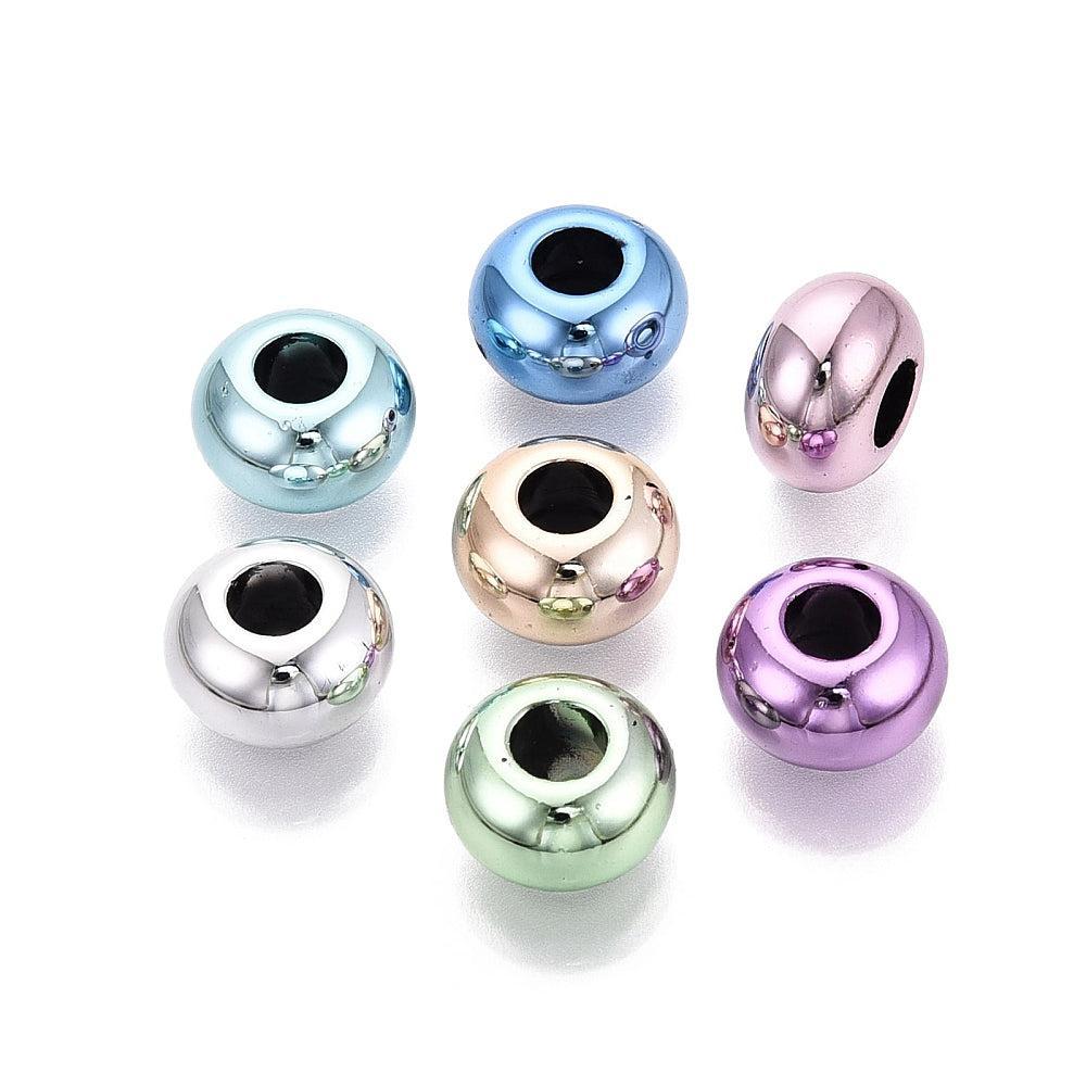 Acryl Kralen Groot Gat Rondel Metallic Multicolor 13.5x8mm - 25 stuks-Kralen-Kraaltjes van Renate