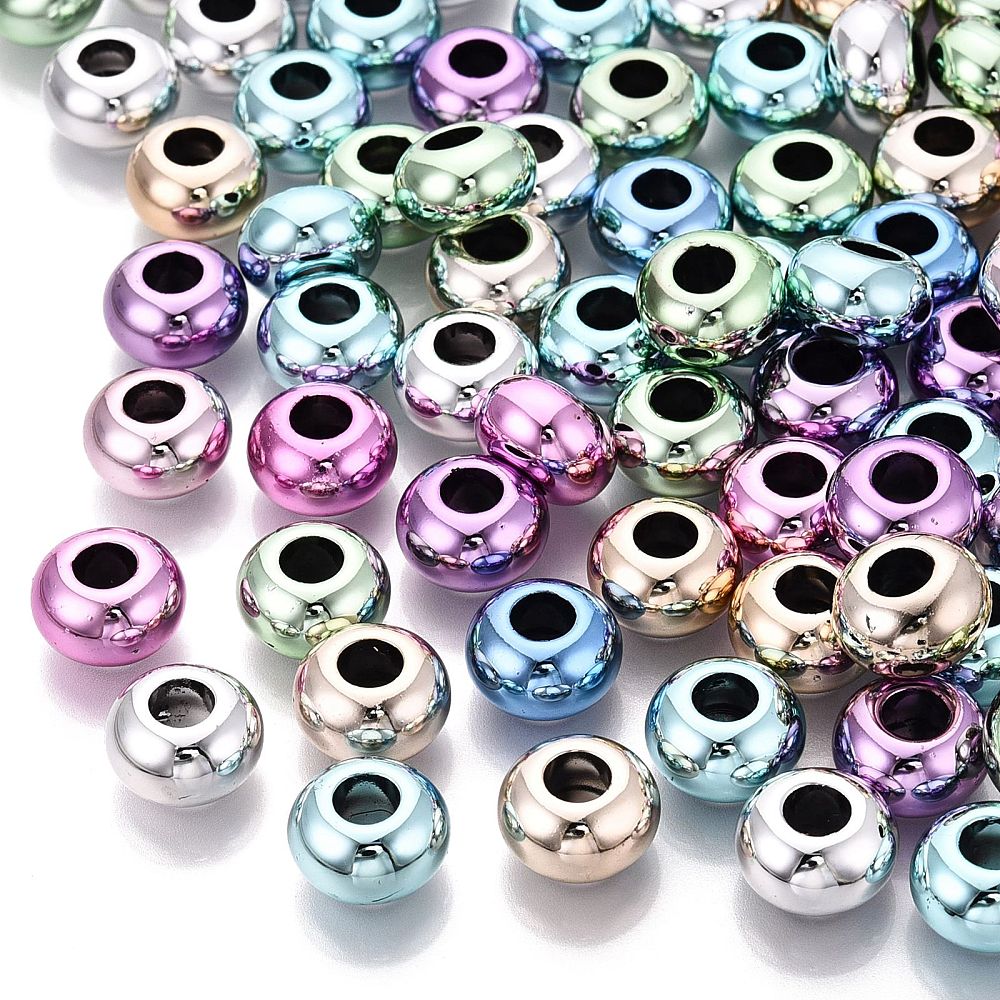 Acryl Kralen Groot Gat Rondel Metallic Multicolor 13.5x8mm - 25 stuks-Kralen-Kraaltjes van Renate
