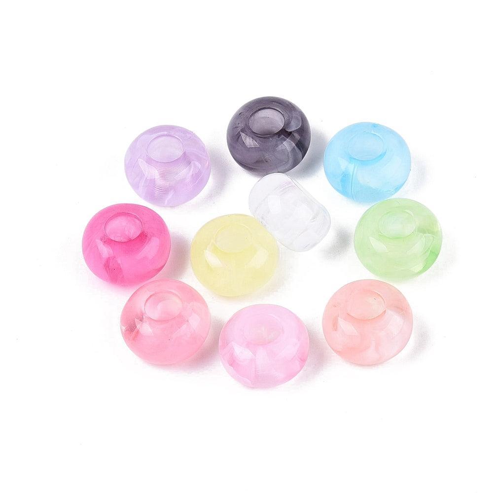Acryl Kralen Groot Gat Rondel Multicolor Pastel 13.5x8mm - 30 stuks-Kralen-Kraaltjes van Renate