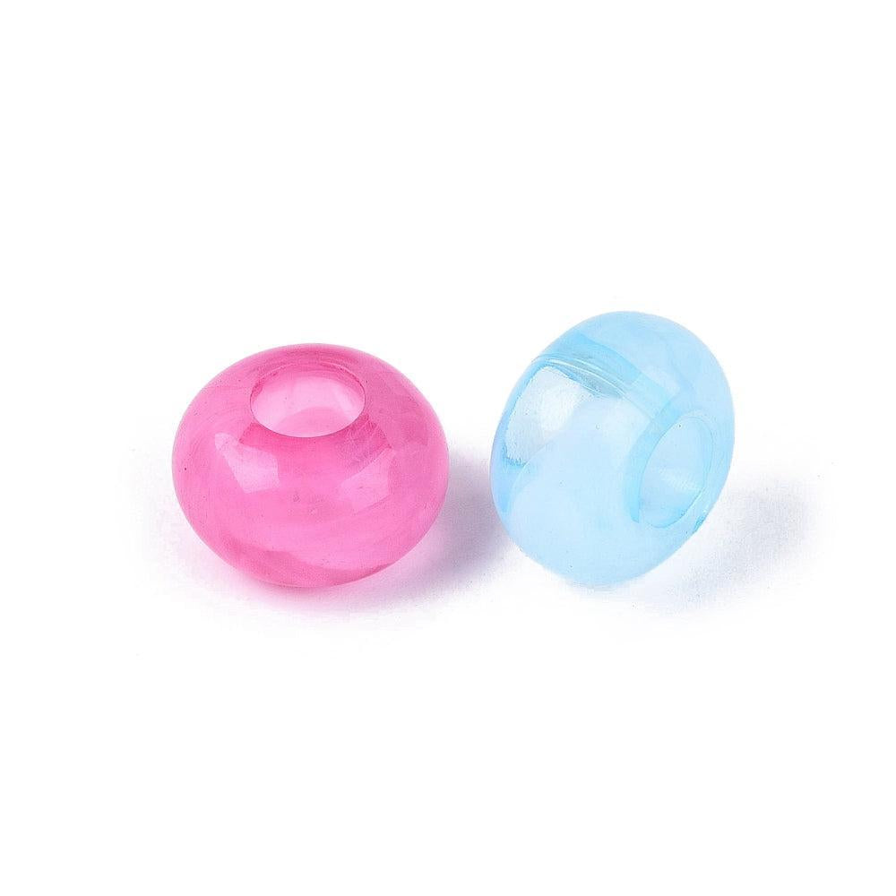 Acryl Kralen Groot Gat Rondel Multicolor Pastel 13.5x8mm - 30 stuks-Kralen-Kraaltjes van Renate