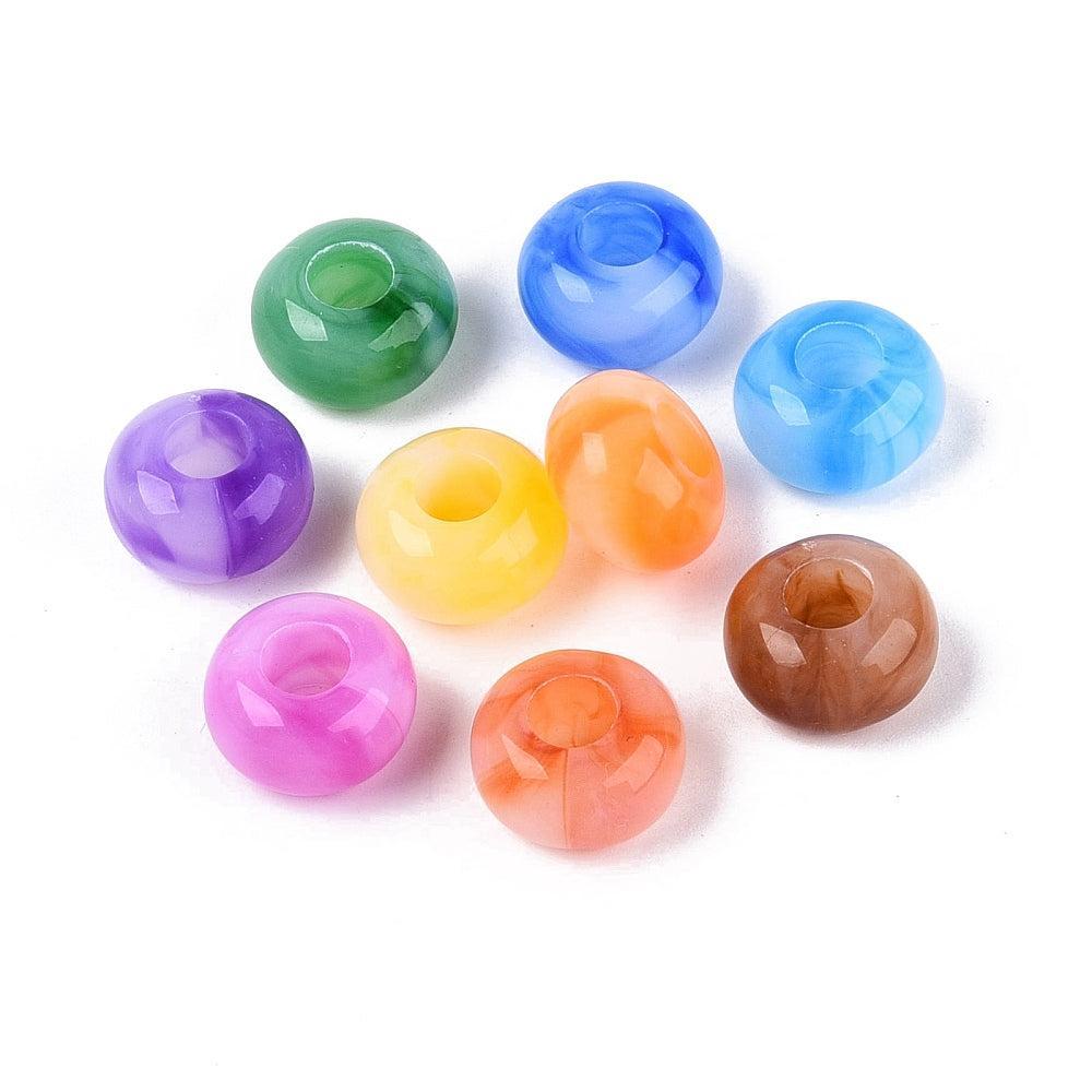 Acryl Kralen Groot Gat Rondel Multicolor Regenboog 13.5x8mm - 30 stuks-Kralen-Kraaltjes van Renate