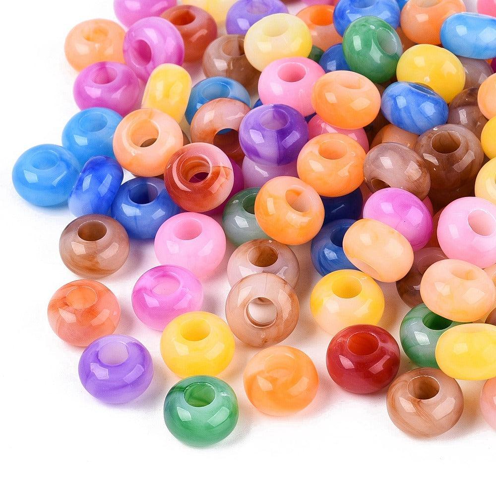 Acryl Kralen Groot Gat Rondel Multicolor Regenboog 13.5x8mm - 30 stuks-Kralen-Kraaltjes van Renate