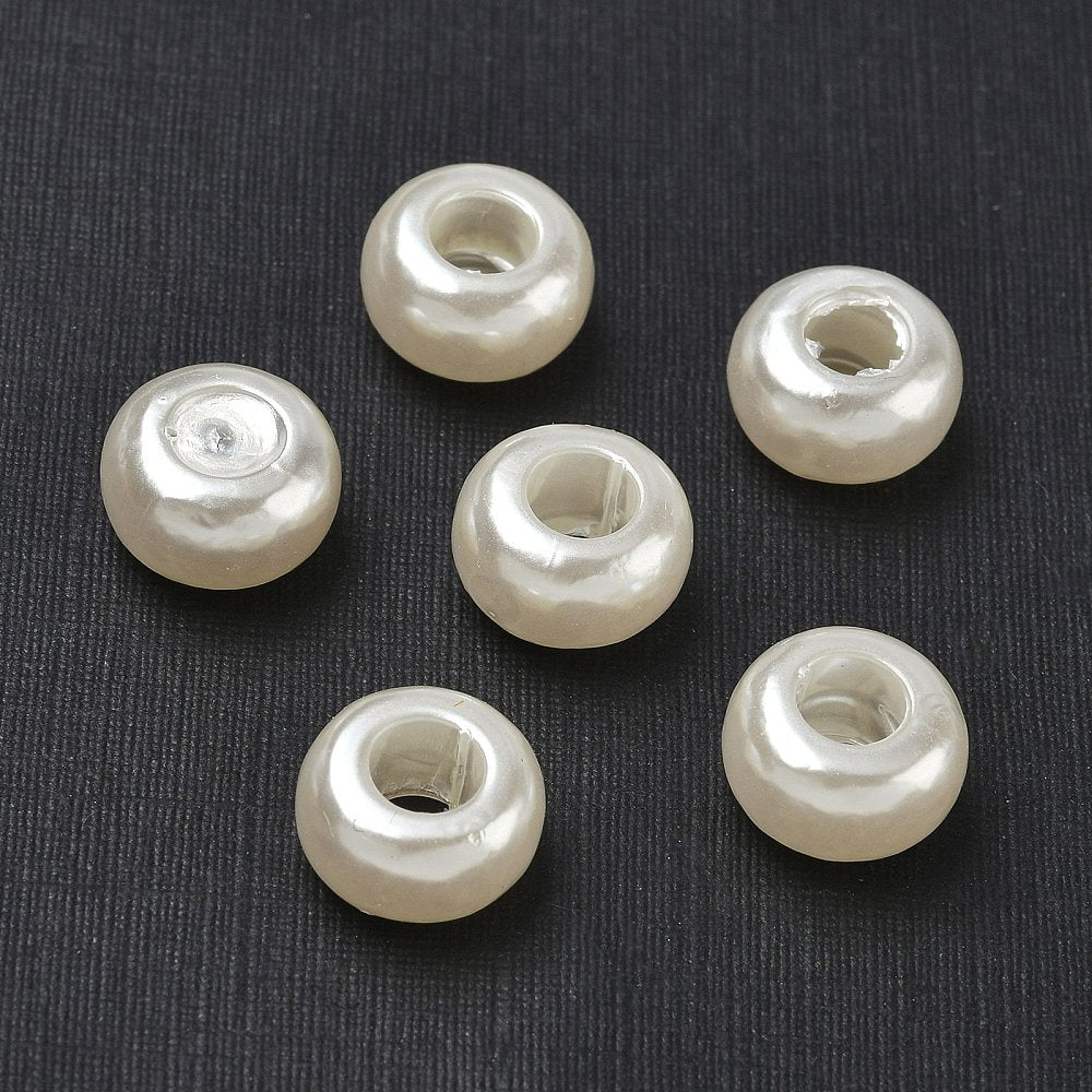 Acryl Kralen Groot Gat Rondel Wit 12x7mm - 50 stuks-Kralen-Kraaltjes van Renate
