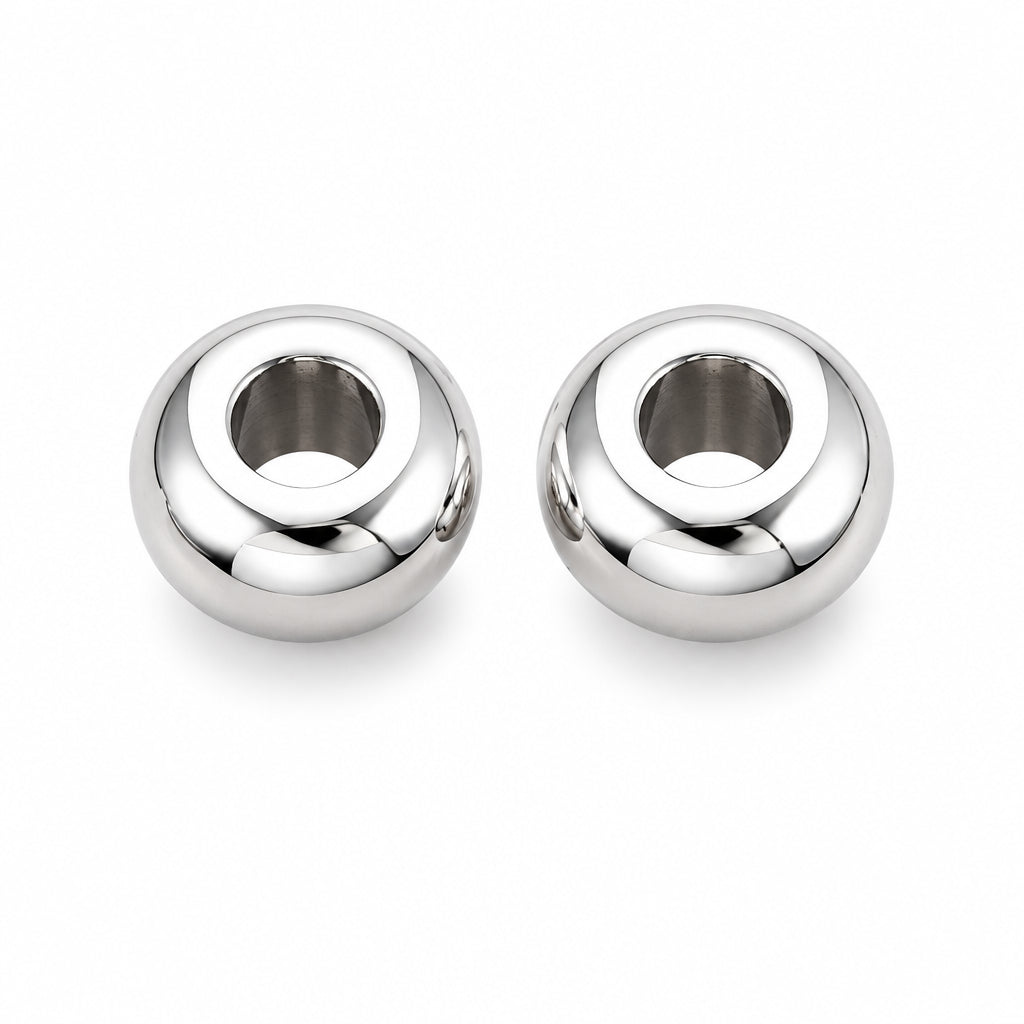 Acryl Kralen Groot Gat Rondel Zilver 13.5x8mm - 25 stuks-Kralen-Kraaltjes van Renate
