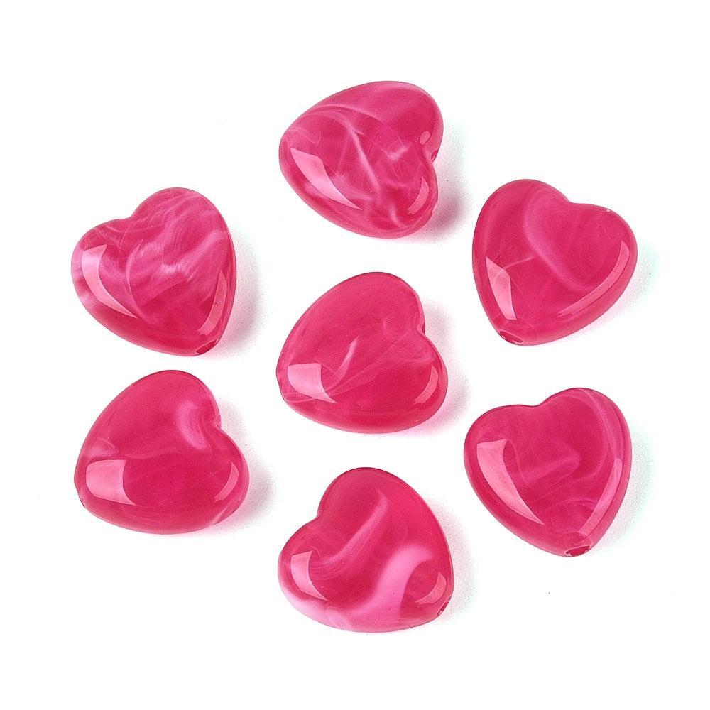 Acryl Kralen Hart Dieproze 14mm - per stuk-Kralen-Kraaltjes van Renate