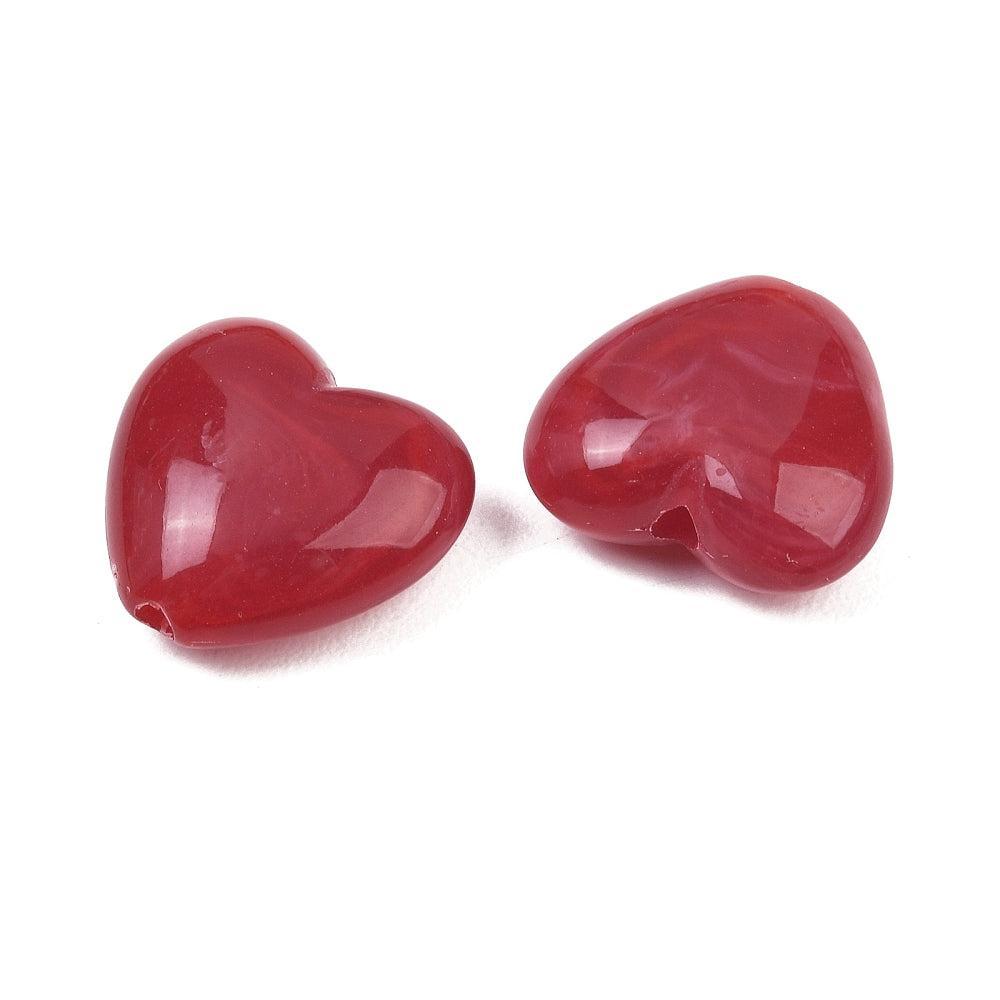 Acryl Kralen Hart Donkerrood 18mm - per stuk-Kralen-Kraaltjes van Renate