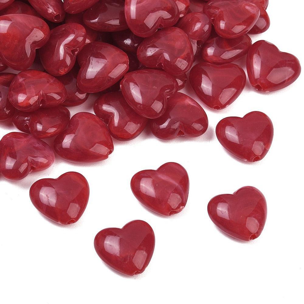 Acryl Kralen Hart Donkerrood 18mm - per stuk-Kralen-Kraaltjes van Renate