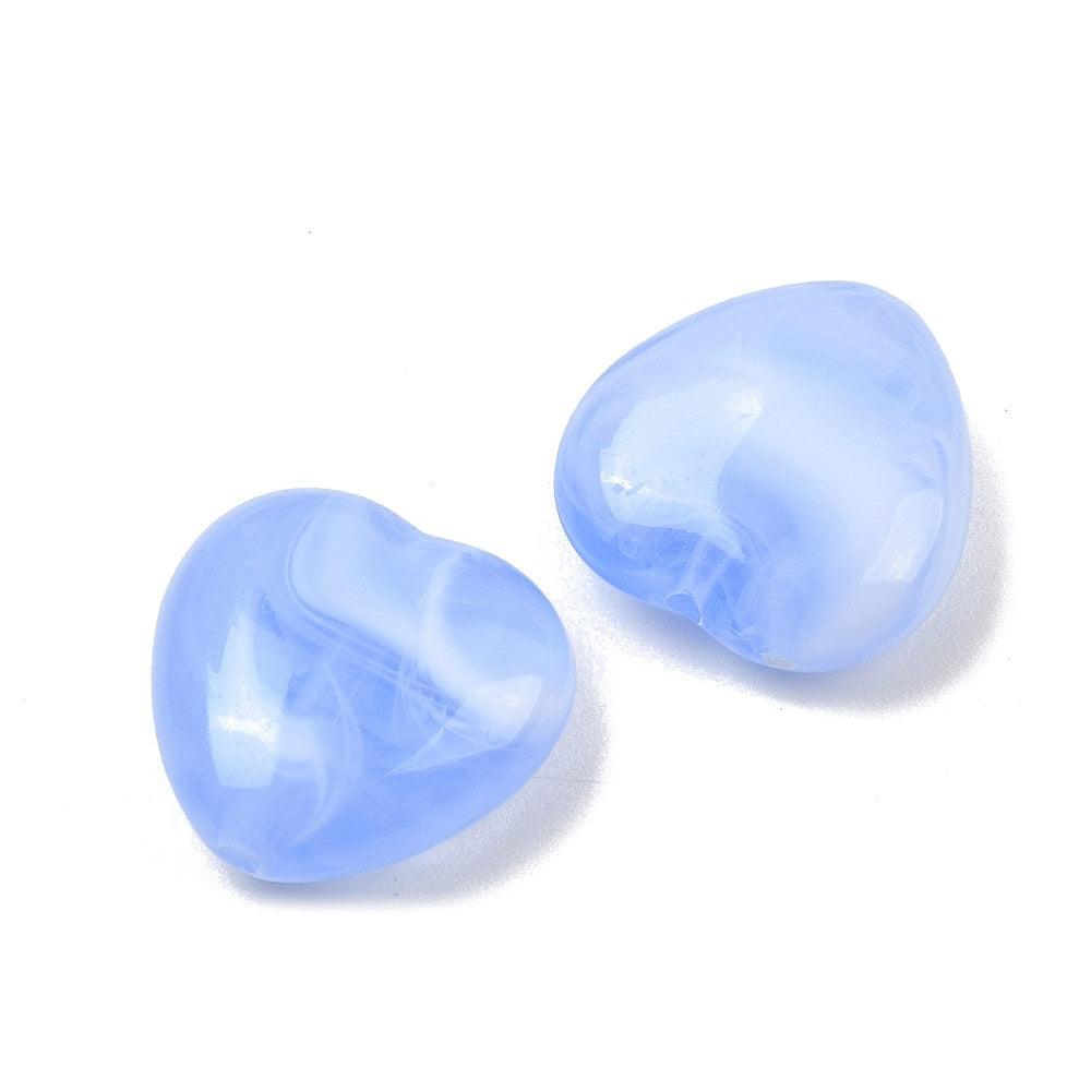 Acryl Kralen Hart Imitatie Edelsteen Blauw 15mm - per stuk-Kralen-Kraaltjes van Renate