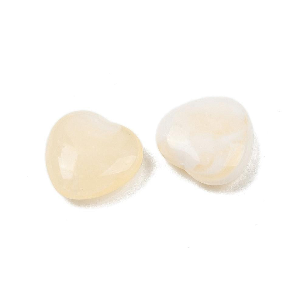 Acryl Kralen Hart Imitatie Edelsteen Navajo White 15mm - 10 stuks-Kralen-Kraaltjes van Renate
