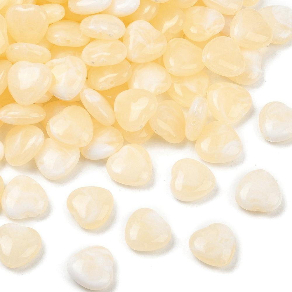 Acryl Kralen Hart Imitatie Edelsteen Navajo White 15mm - 10 stuks-Kralen-Kraaltjes van Renate