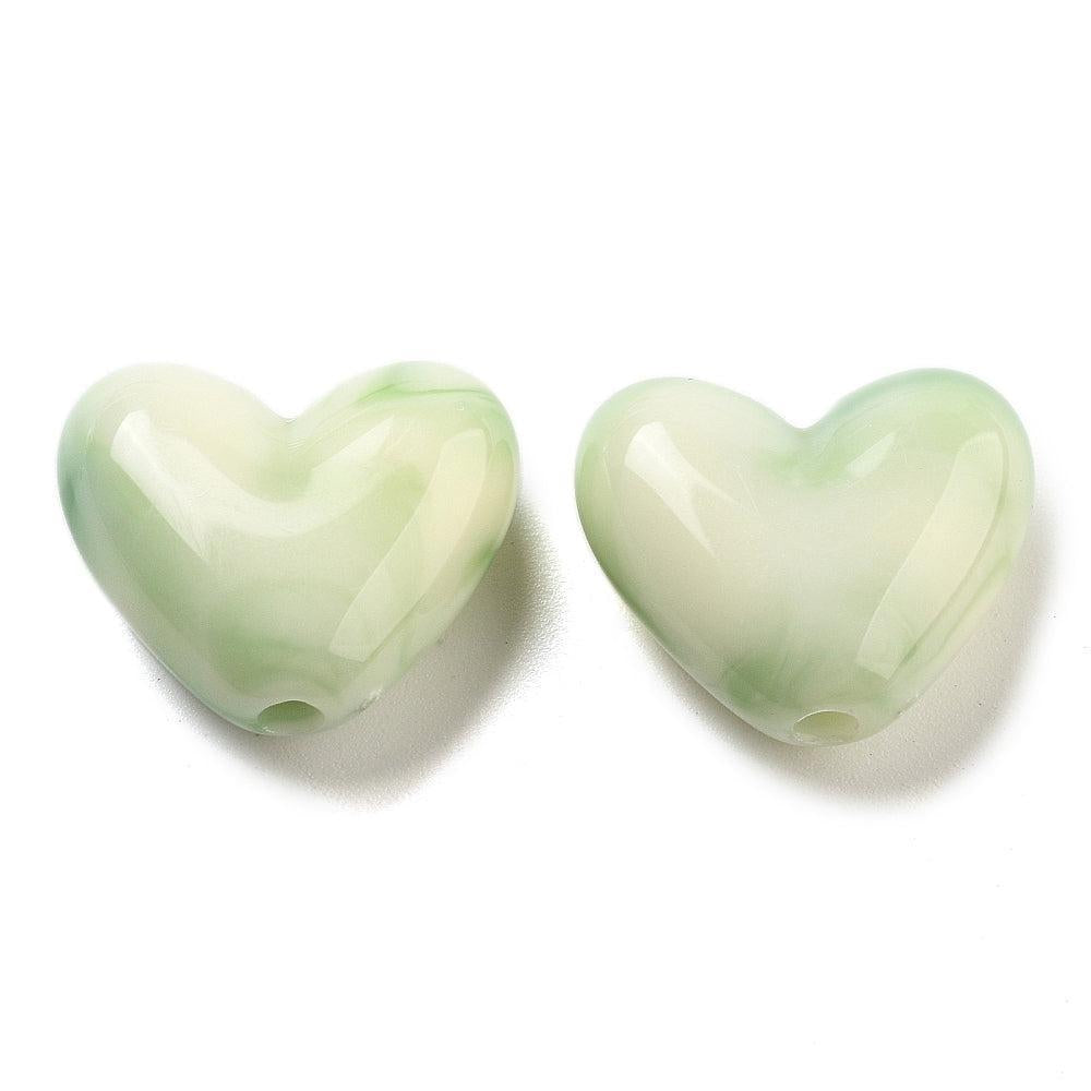 Acryl Kralen Hart Lichtgroen 17mm - per stuk-Kralen-Kraaltjes van Renate