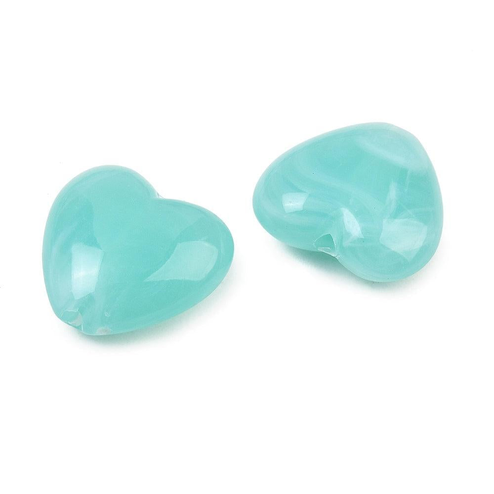 Acryl Kralen Hart Turquoise 18mm - 6 stuks-Kralen-Kraaltjes van Renate