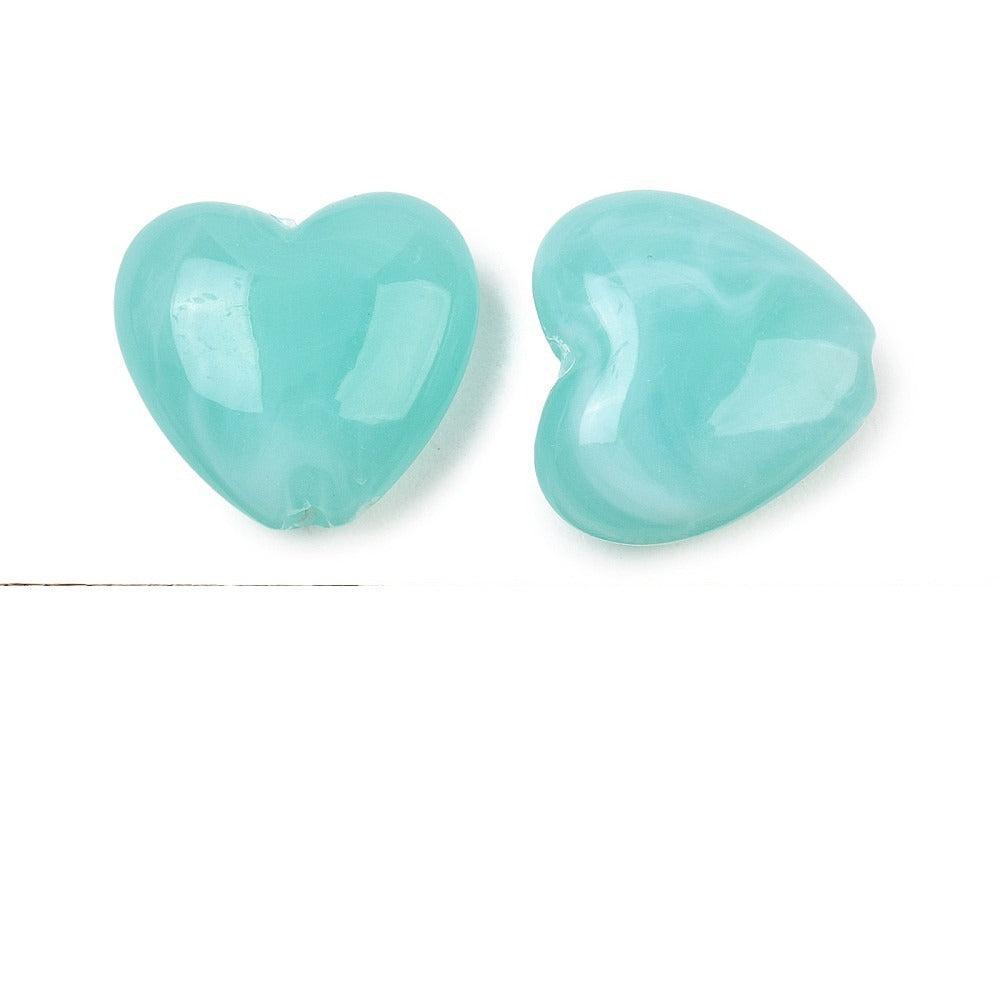 Acryl Kralen Hart Turquoise 18mm - 6 stuks-Kralen-Kraaltjes van Renate
