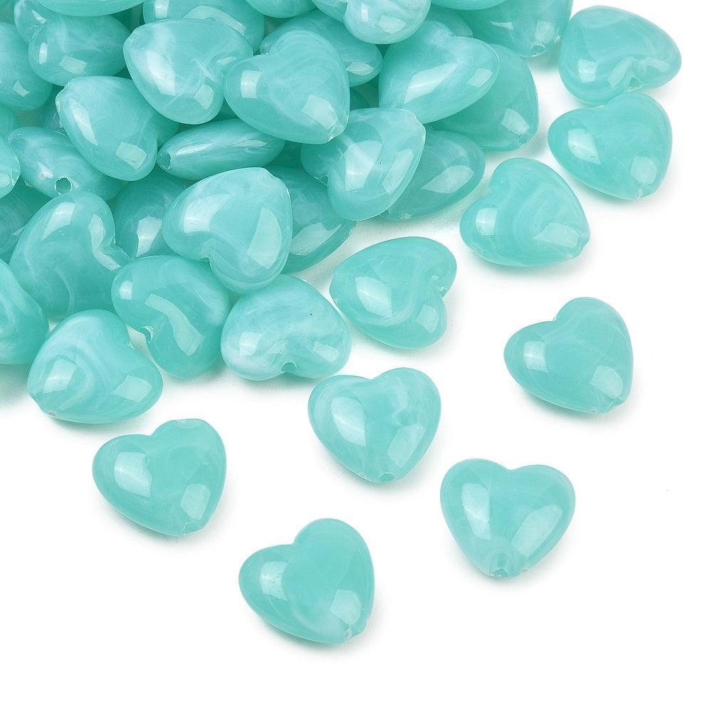 Acryl Kralen Hart Turquoise 18mm - 6 stuks-Kralen-Kraaltjes van Renate