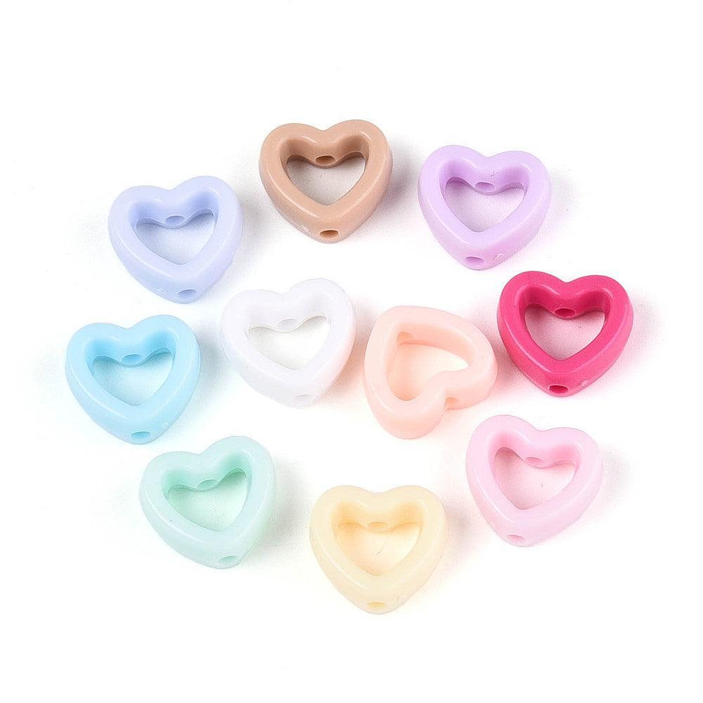 Acryl Kralen - OACR-N150-02 Hartje Gemengde Kleuren (12 mm) - 30 stuks-Kralen-Kraaltjes van Renate