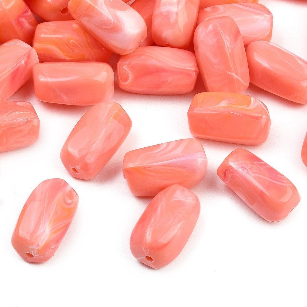 Acryl Kralen Kolom Twisted Imitatie Edelsteen Koraalroze 25mm - per stuk-Kralen-Kraaltjes van Renate