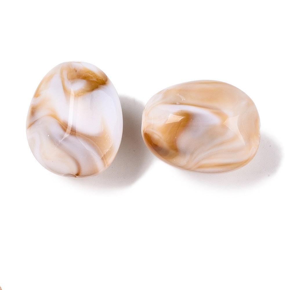 Acryl Kralen MARMER Nugget Off White / Caramel 23mm - per stuk-Kralen-Kraaltjes van Renate