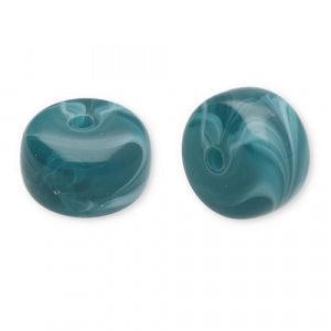 Acryl Kralen Marble Disc Donker Teal 14.5x9.5mm - per stuk-Kralen-Kraaltjes van Renate