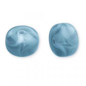 Acryl Kralen Marble Disc Teal Blauw 14.5x9.5mm - per stuk-Kralen-Kraaltjes van Renate