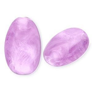 Acryl Kralen Marble Langwerpig Ovaal Lavendel Paars 29.5x19mm - per stuk-Kralen-Kraaltjes van Renate