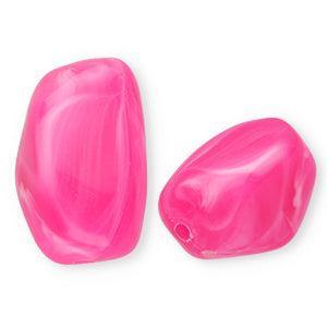 Acryl Kralen Marble Rechthoek Fuchsia 21x15.5mm - per stuk-Kralen-Kraaltjes van Renate