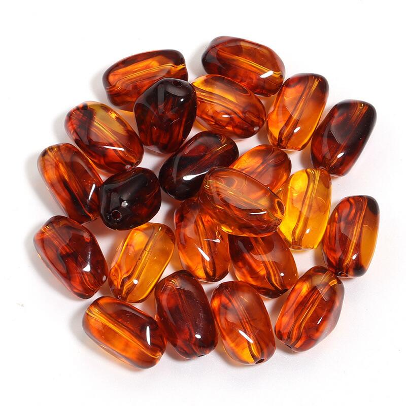 Acryl Kralen Nugget Cognac 21mm - per stuk-Kralen-Kraaltjes van Renate