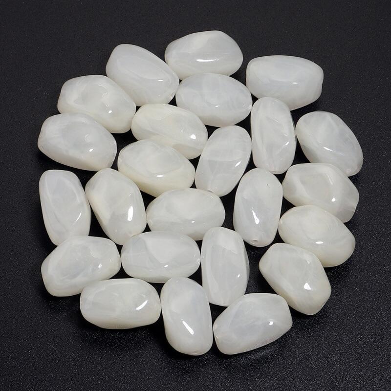 Acryl Kralen Nugget Crème 21mm - per stuk-Kralen-Kraaltjes van Renate
