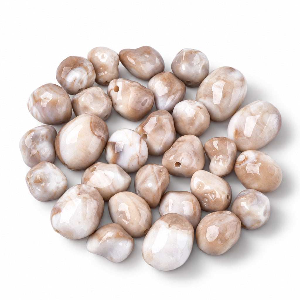 Acryl Kralen Nugget Edelsteenlook Roomwit 18mm - per stuk-Kralen-Kraaltjes van Renate