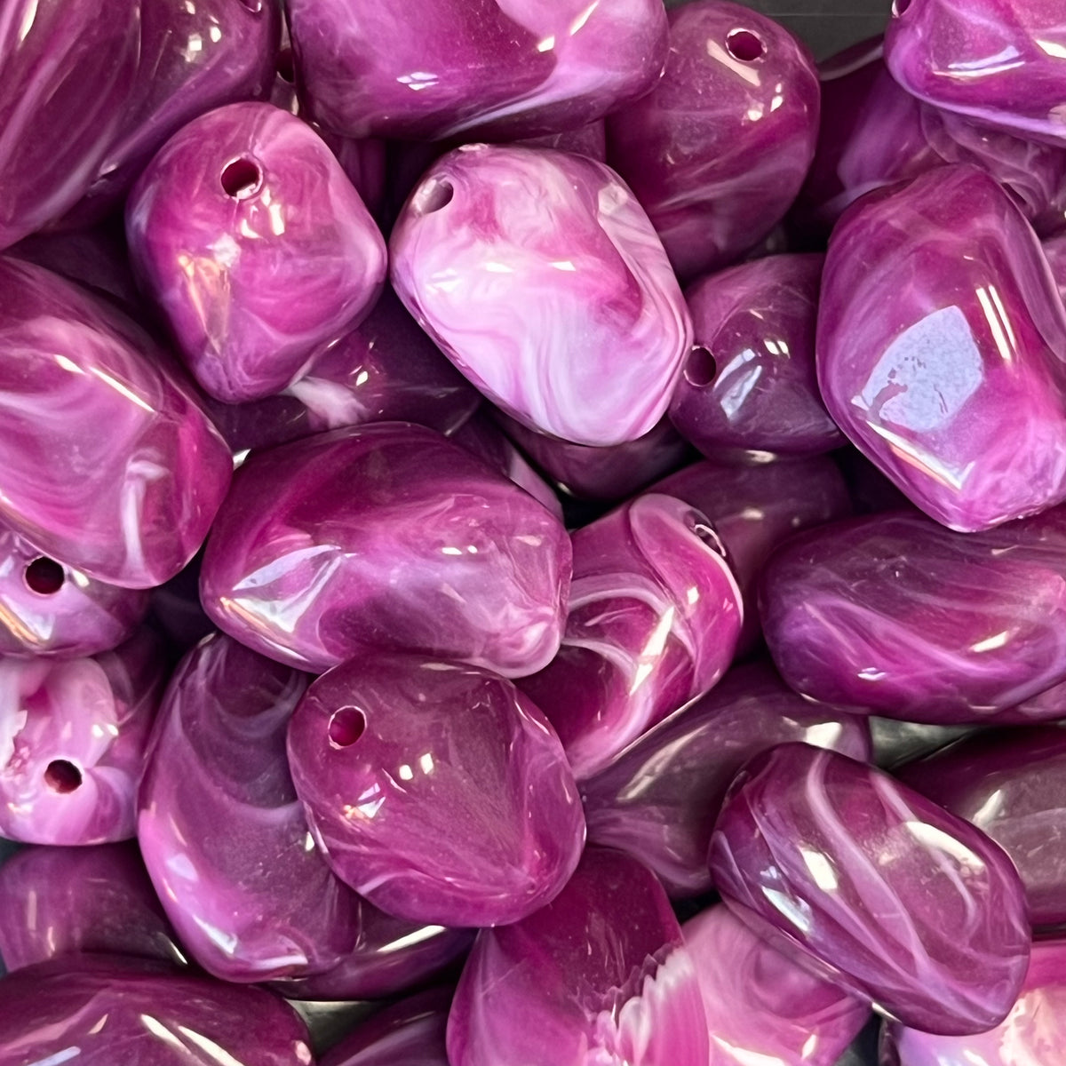 Acryl Kralen Nugget Fuchsia 21mm - per stuk-Kralen-Kraaltjes van Renate