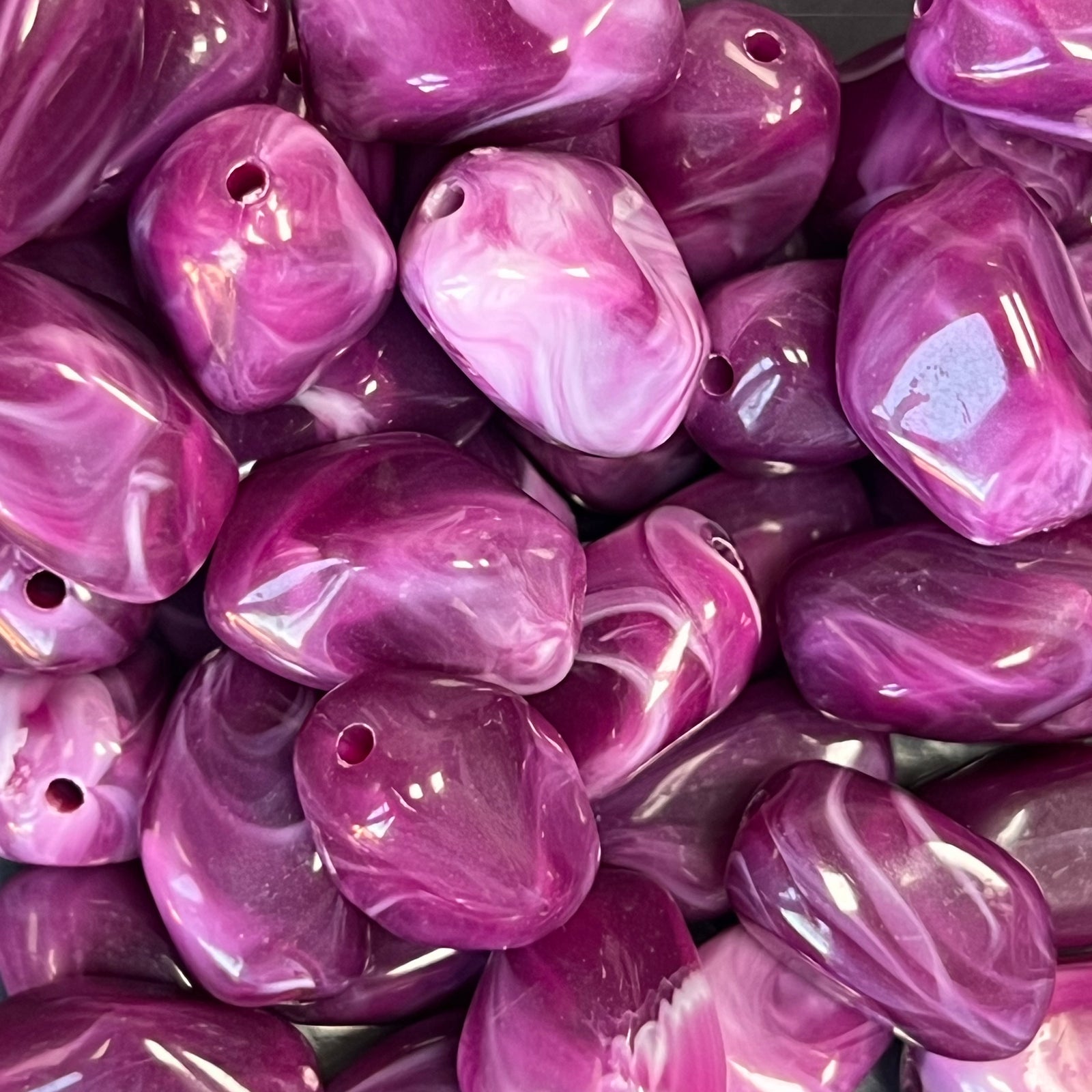 Acryl Kralen Nugget Fuchsia 21mm - per stuk-Kralen-Kraaltjes van Renate