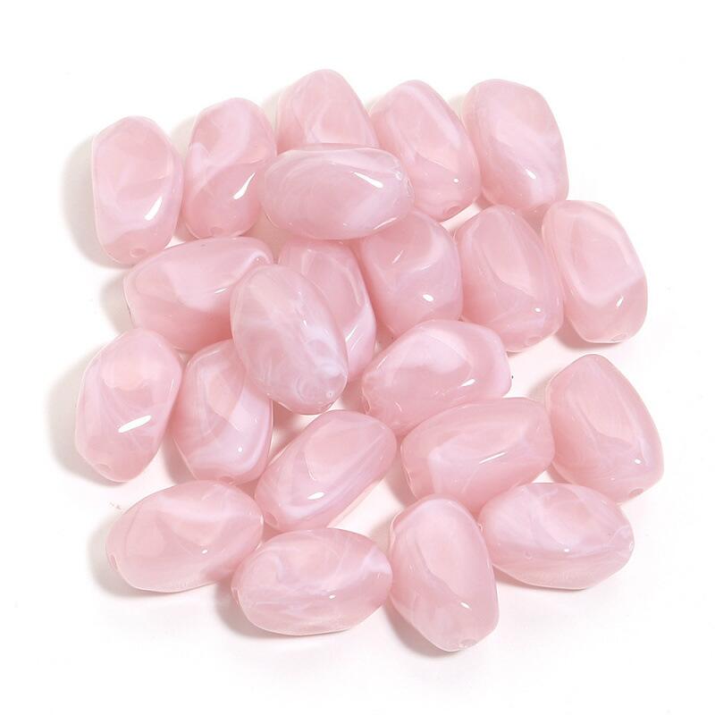 Acryl Kralen Nugget Lichtroze 21mm - per stuk-Kralen-Kraaltjes van Renate