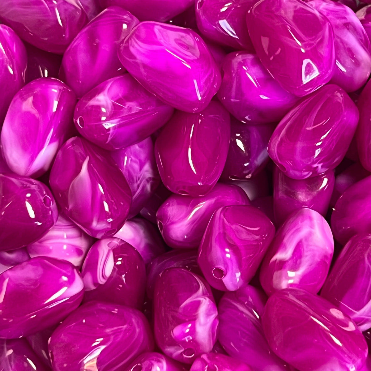 Acryl Kralen Nugget Magenta 21mm - per stuk-Kralen-Kraaltjes van Renate