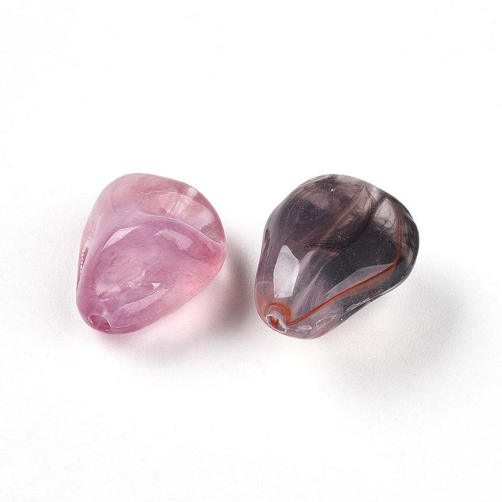 Acrylkralen Tweekleur Nugget Oud Roze 16mm - 6 stuks-Kralen-Kraaltjes van Renate