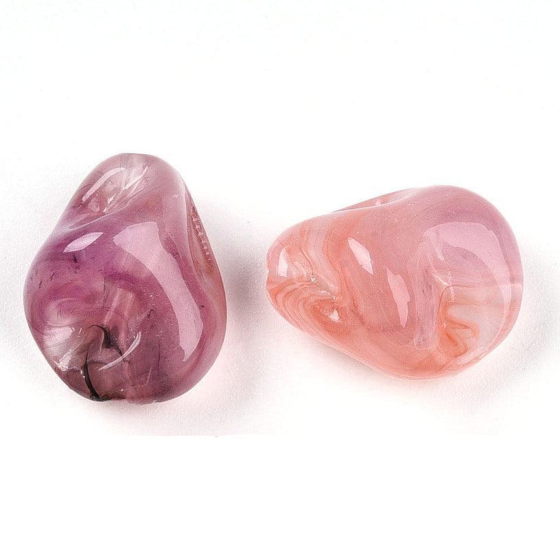Acrylkralen Nugget Flamingo Roze / Lila 16mm - per 6 stuks-Kralen-Kraaltjes van Renate